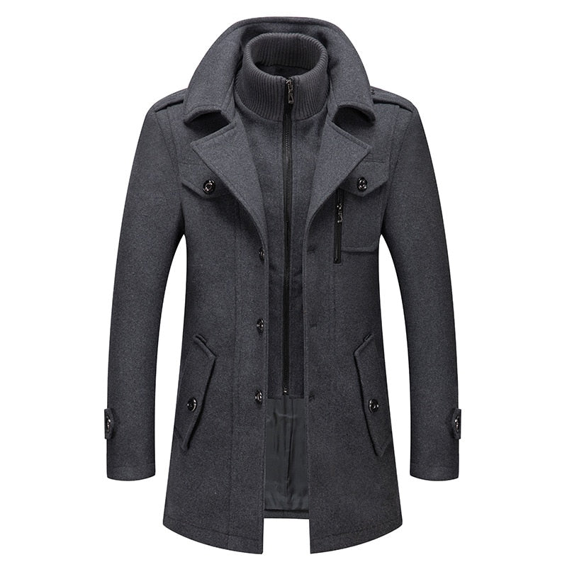 Aurin Men’s Double-Collar Wool Coat
