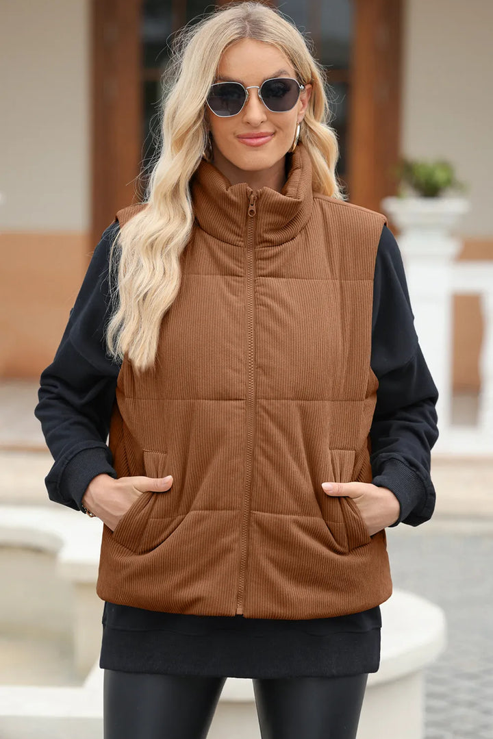 Arlisse Zip-Neck Vest Coat