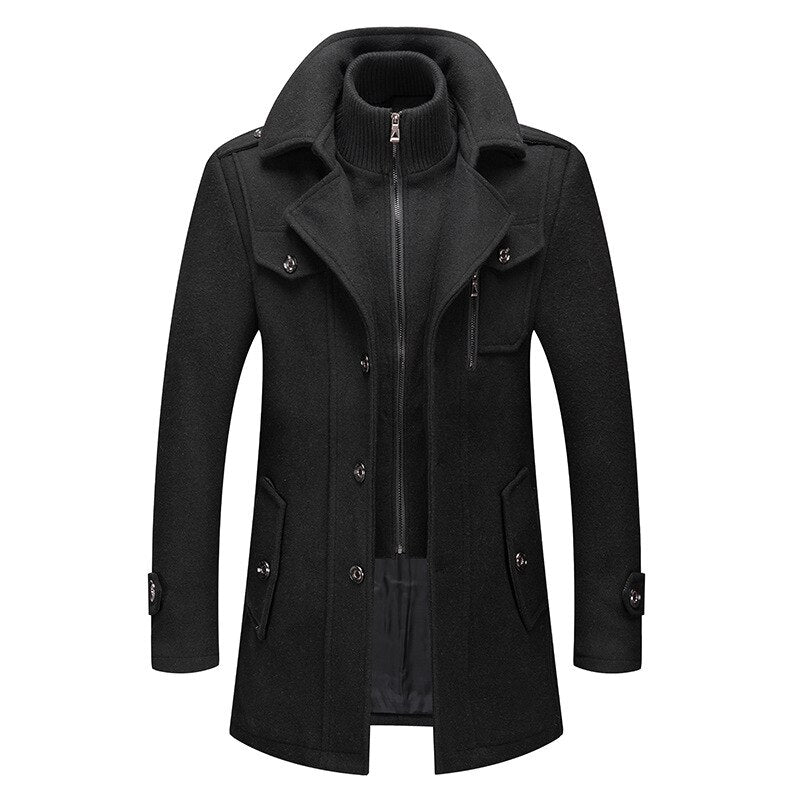 Aurin Men’s Double-Collar Wool Coat