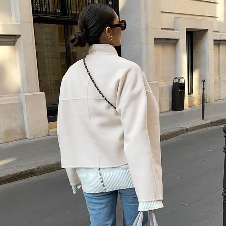 Aurelin™ V-Neck Woolen Short Jacket