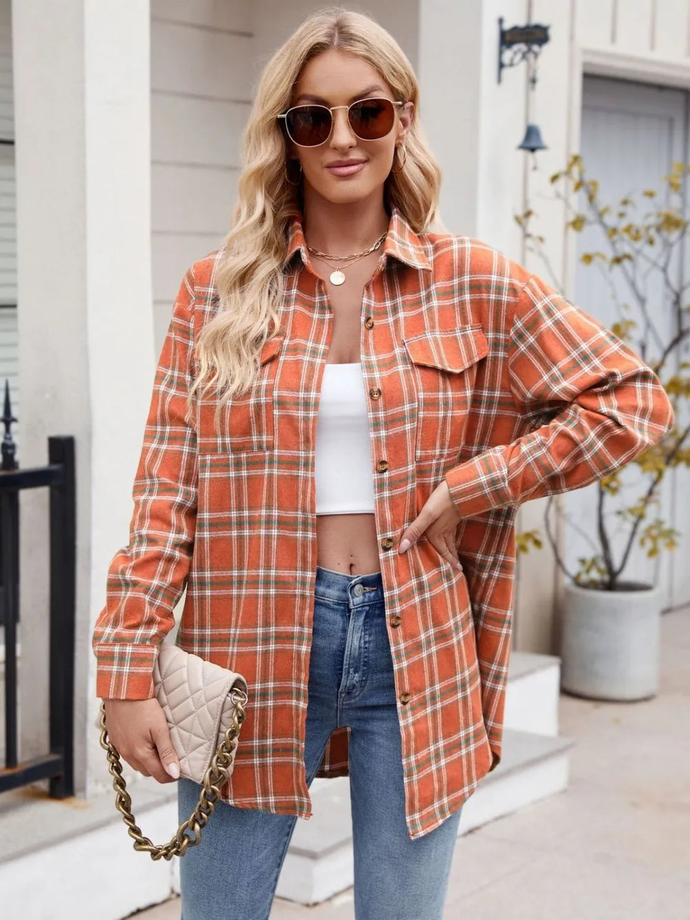 Thalisse – Chemise à Carreaux Boutonnée