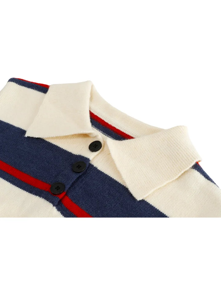 Koria™ Striped Cropped Polo Sweater