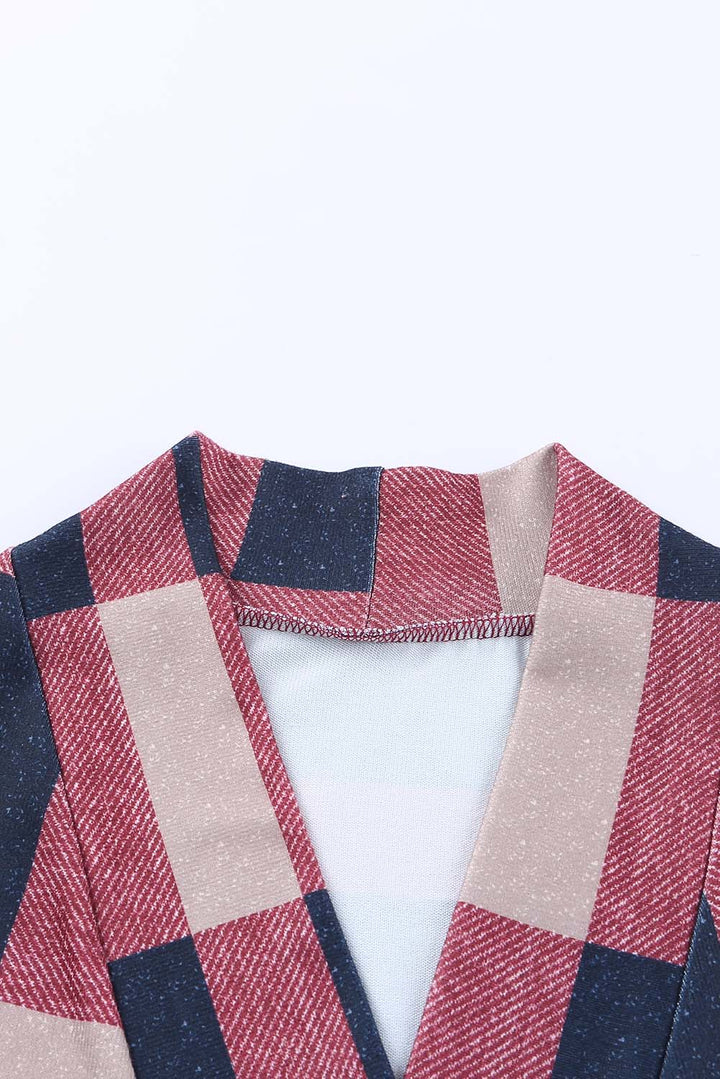 Marvane™ Draped Plaid Cardigan