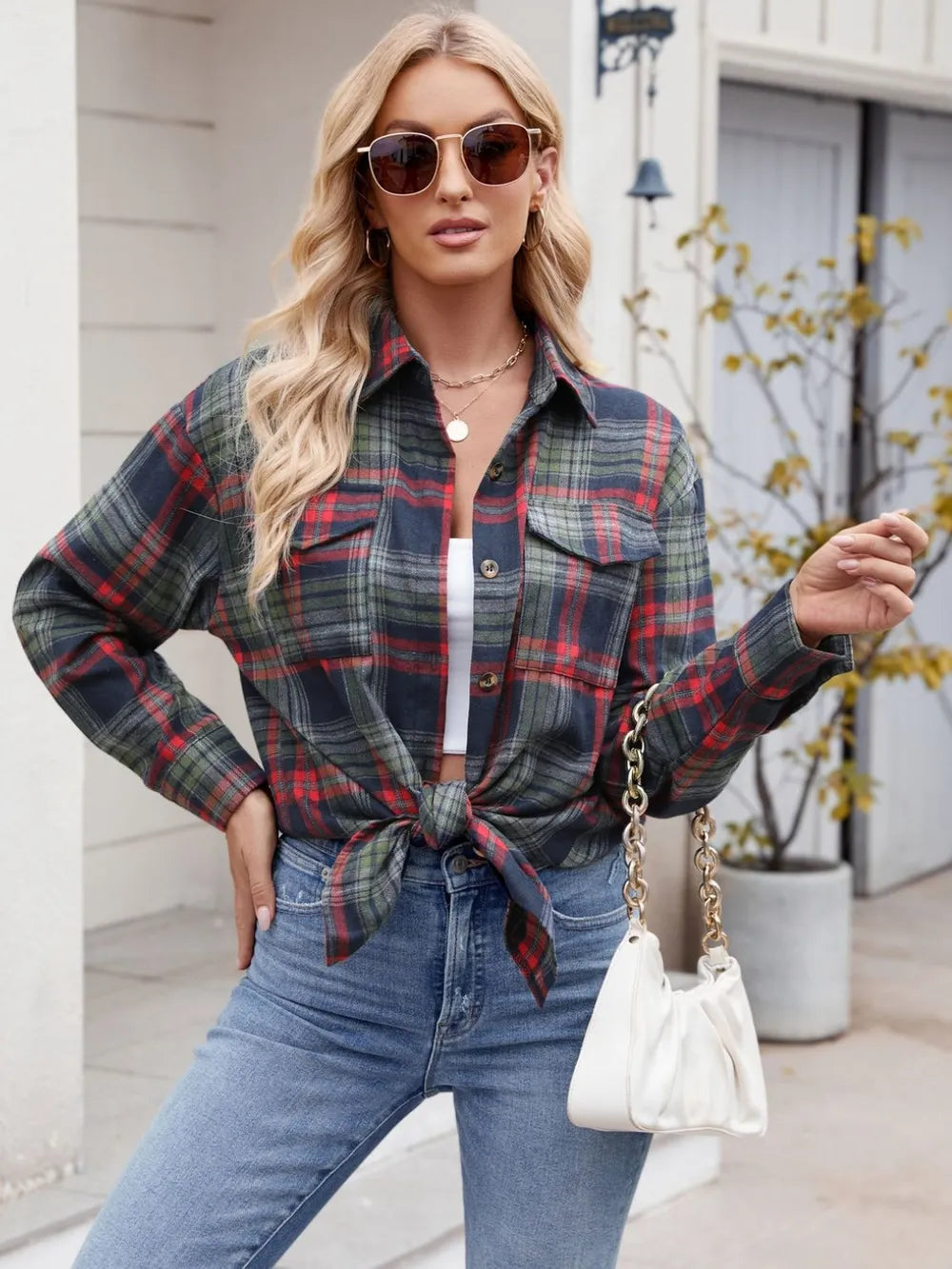 Thalisse – Chemise à Carreaux Boutonnée