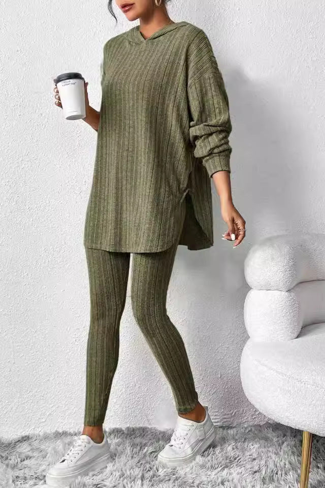 Luness™ Hooded Ribbed Casual Set