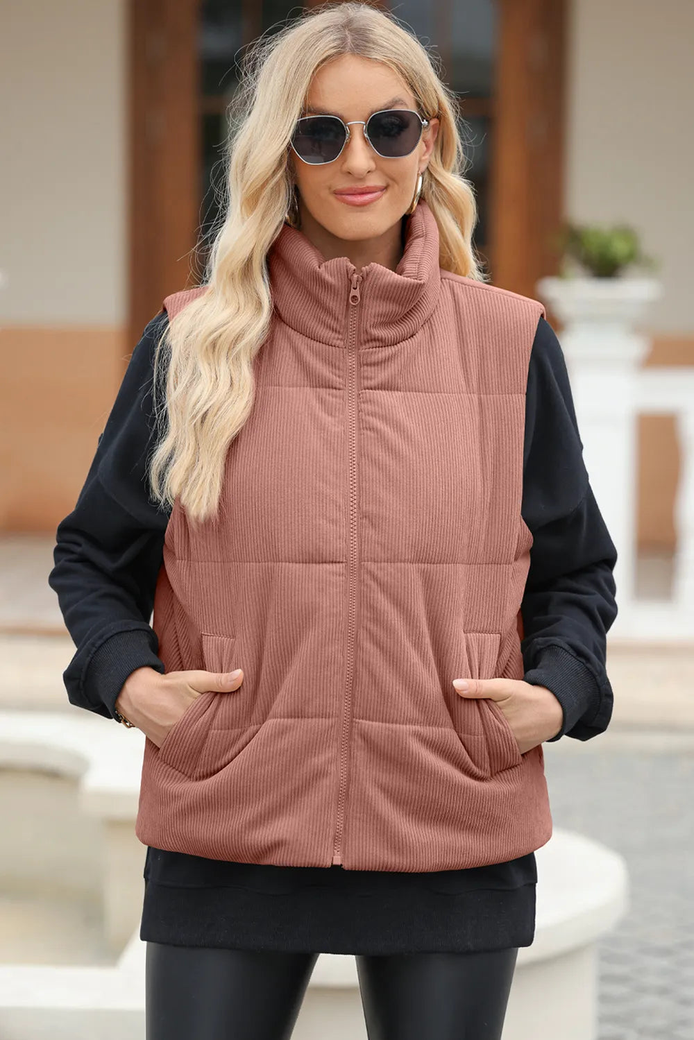 Arlisse Zip-Neck Vest Coat