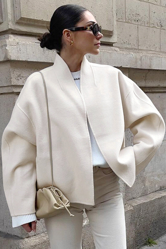 Aurelin™ V-Neck Woolen Short Jacket