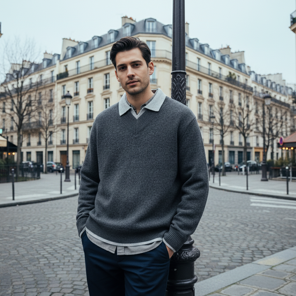 Davor Men’s Mock-Layer Sweater