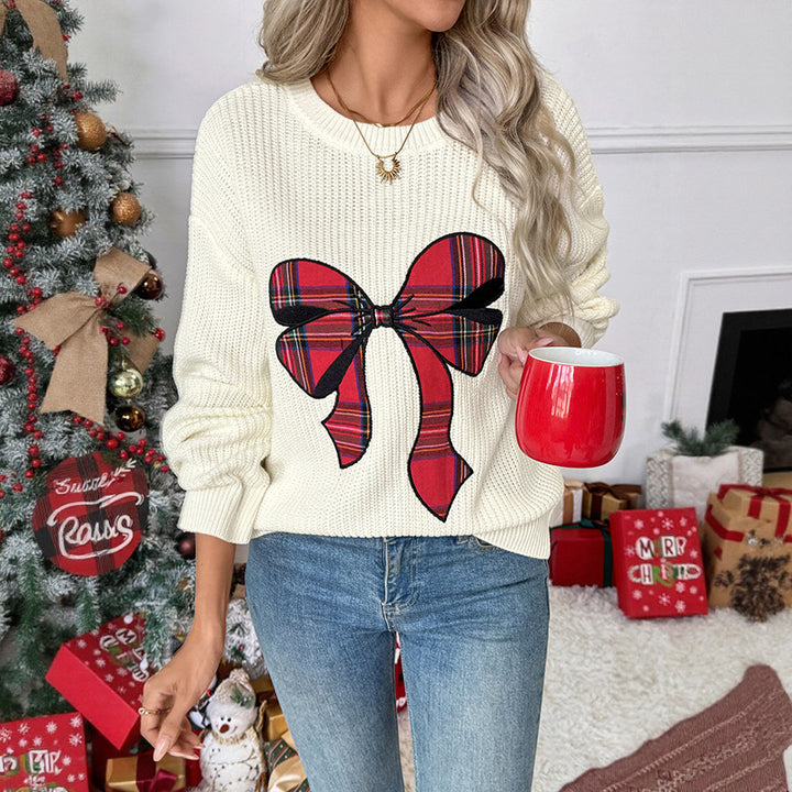Marwen Plaid Bow Knit Sweater