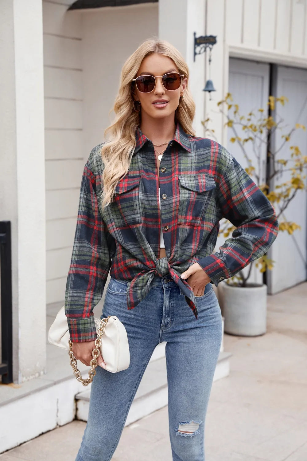 Thalisse – Chemise à Carreaux Boutonnée