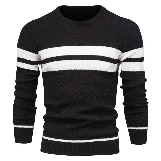 Black sweater with white stripes on a white background