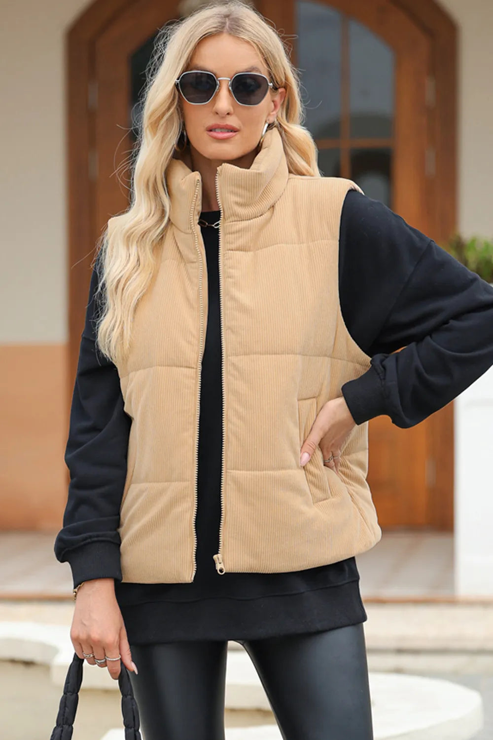 Arlisse Zip-Neck Vest Coat
