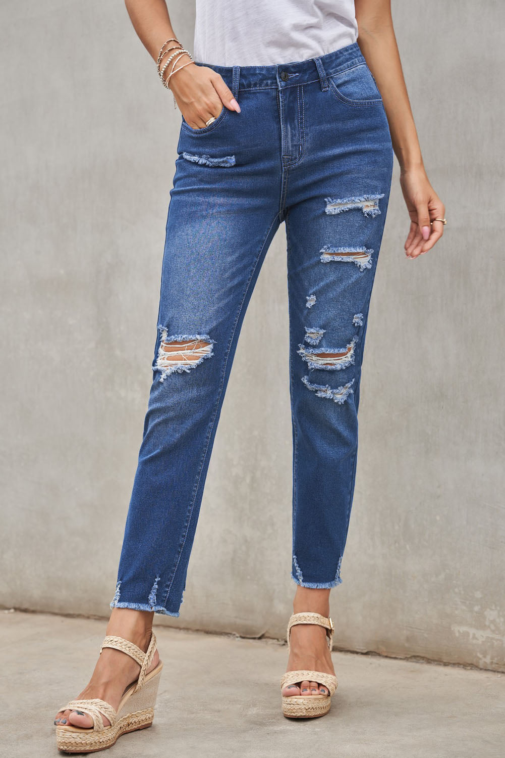 Vyretta Distressed Straight Denim