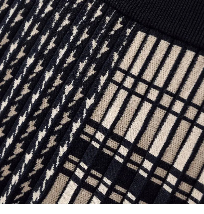 Plaira™ Contrast Plaid Midi Skirt