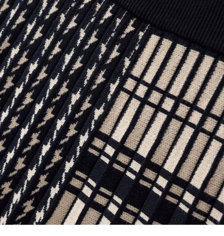 Plaira™ Contrast Plaid Midi Skirt