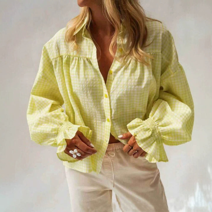 Éloria – Chemise à Carreaux à Manches Évasées