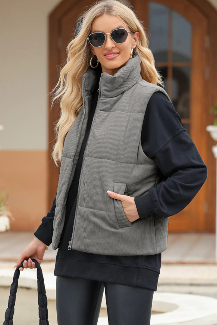 Arlisse Zip-Neck Vest Coat