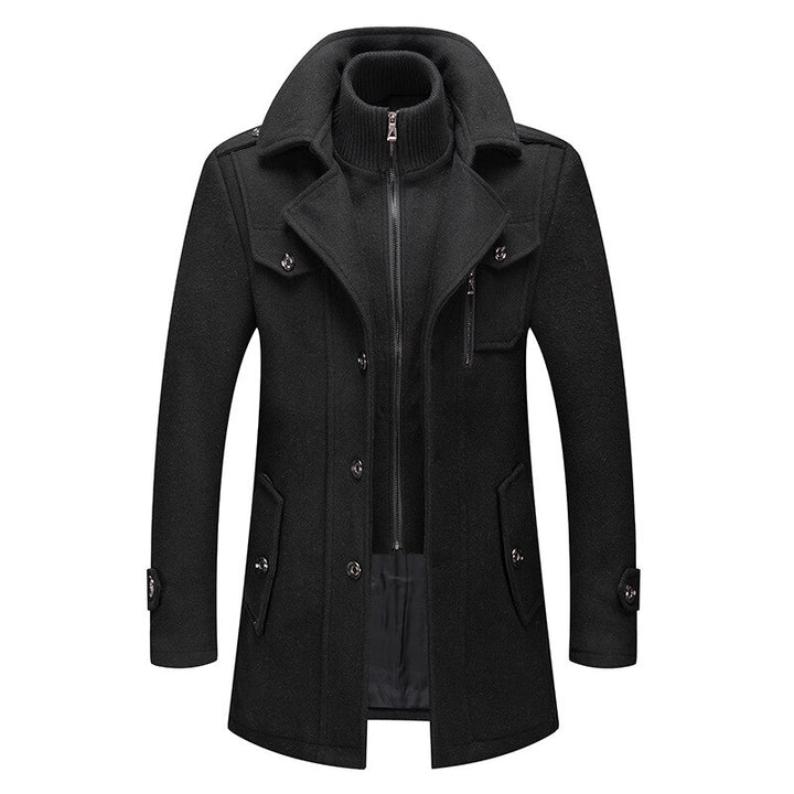 Aurin Men’s Double-Collar Wool Coat