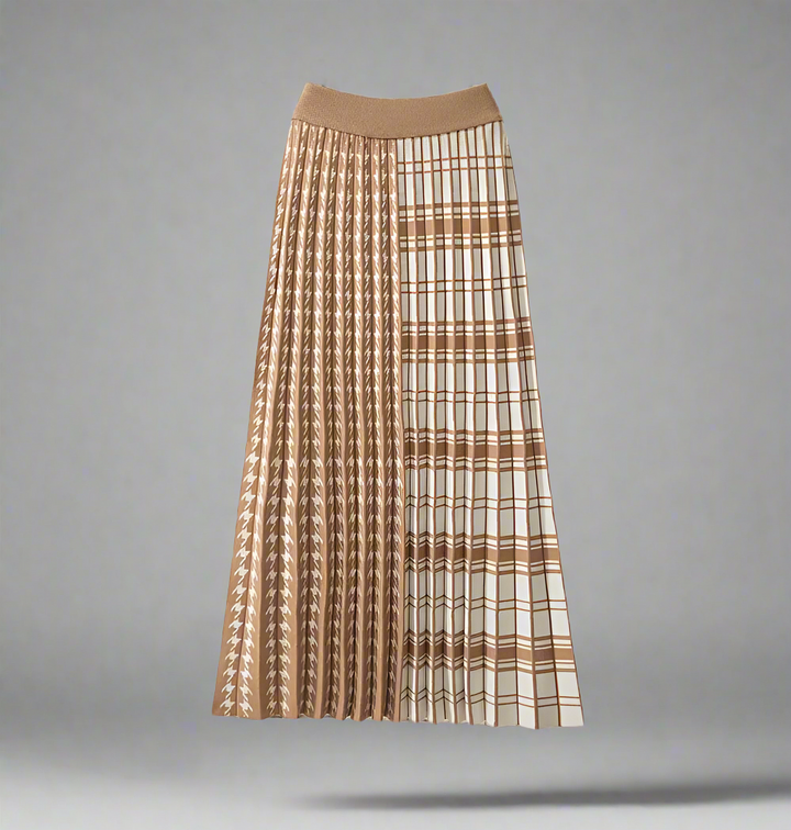 Plaira™ Contrast Plaid Midi Skirt