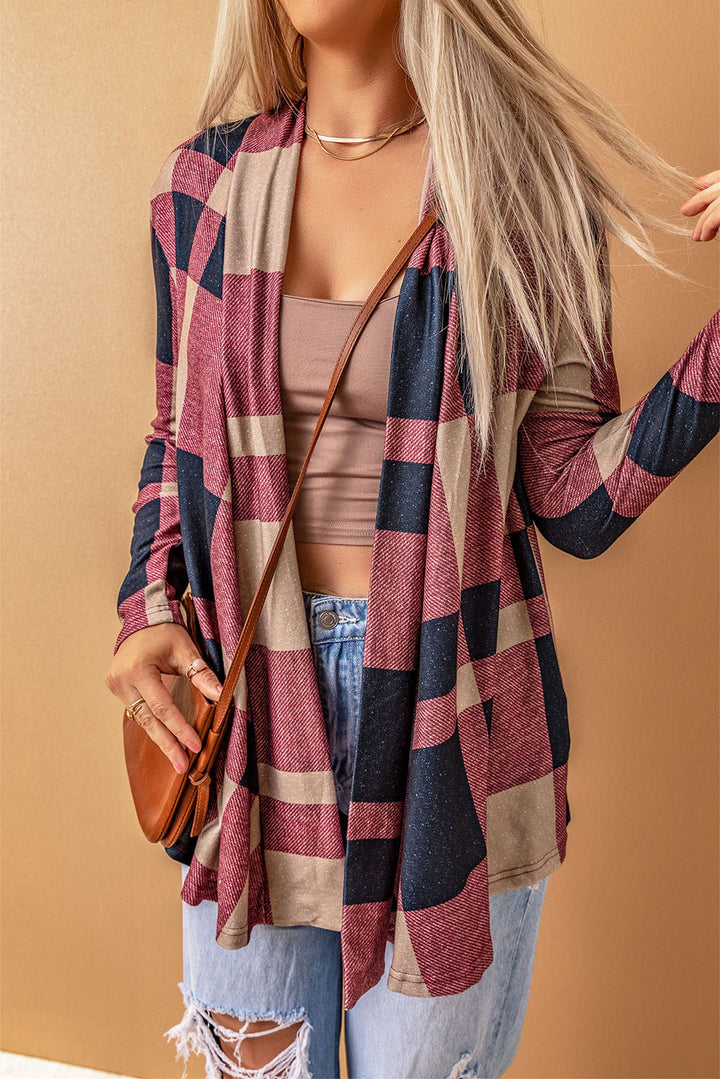 Marvane™ Draped Plaid Cardigan