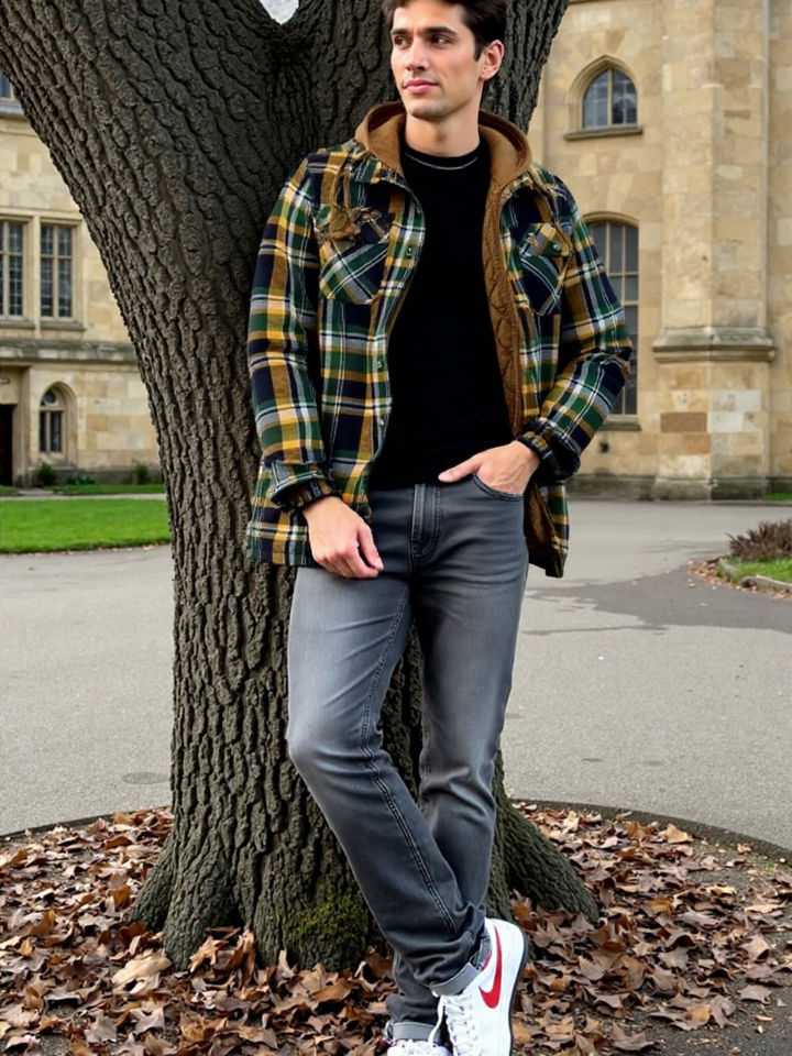 Draxen™ Yellow Strip Hooded Flannel Jacket