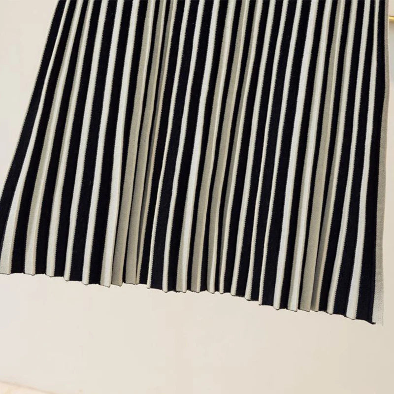 Serenya™ Striped Knitted Midi Skirt