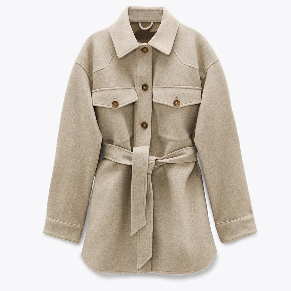 Valérie Belted Wool-Touch Jacket
