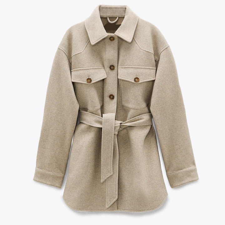 Valérie Belted Wool-Touch Jacket
