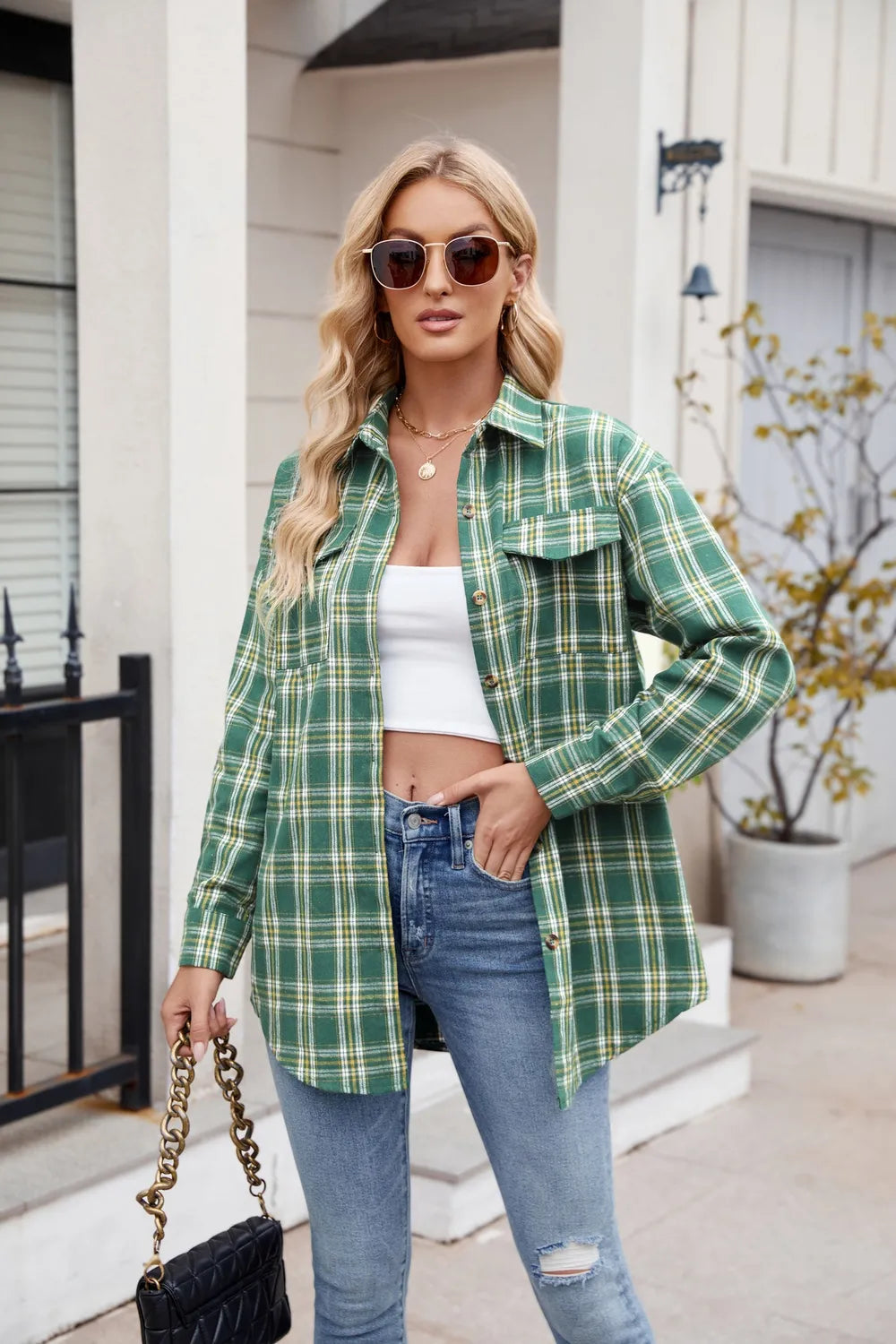 Thalisse – Chemise à Carreaux Boutonnée