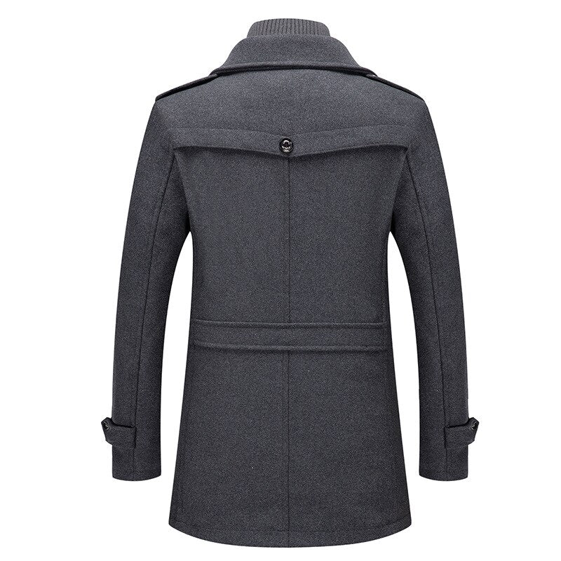 Aurin Men’s Double-Collar Wool Coat