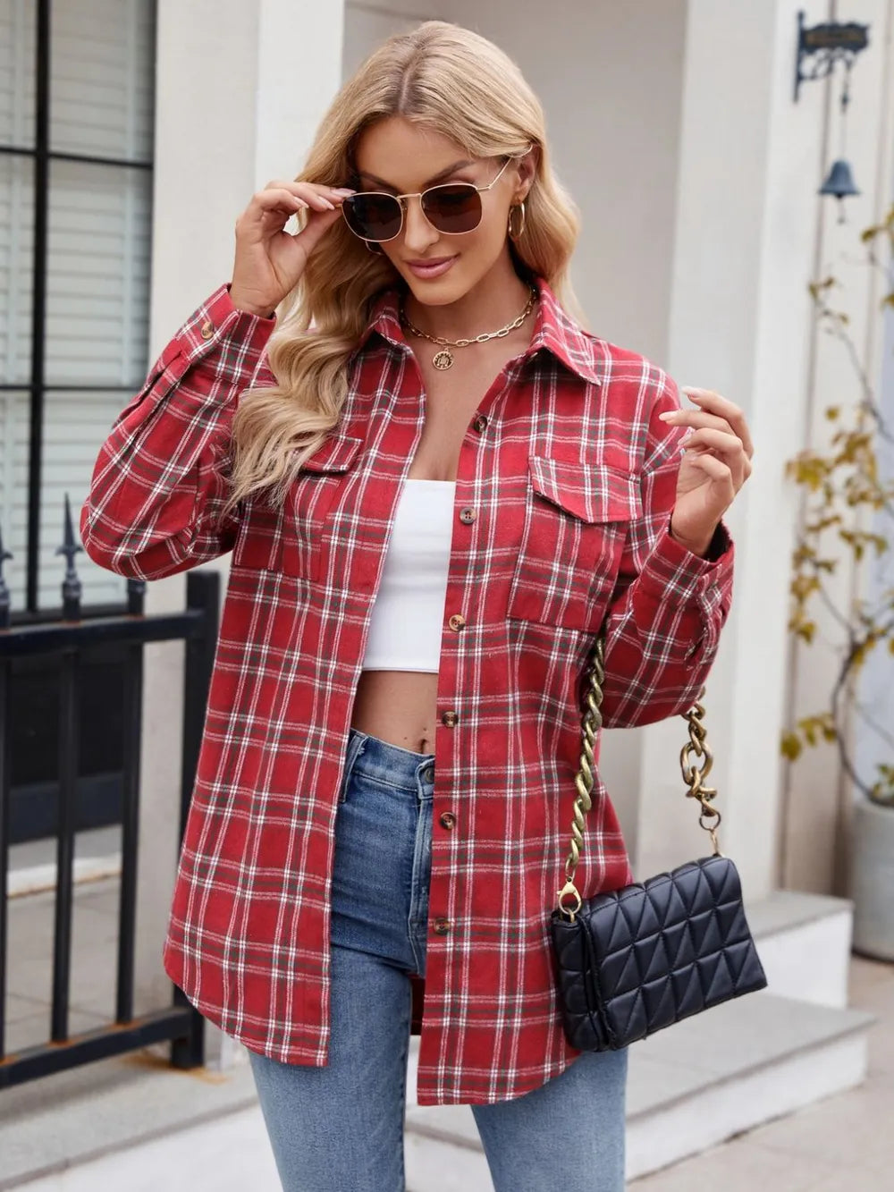 Thalisse – Chemise à Carreaux Boutonnée