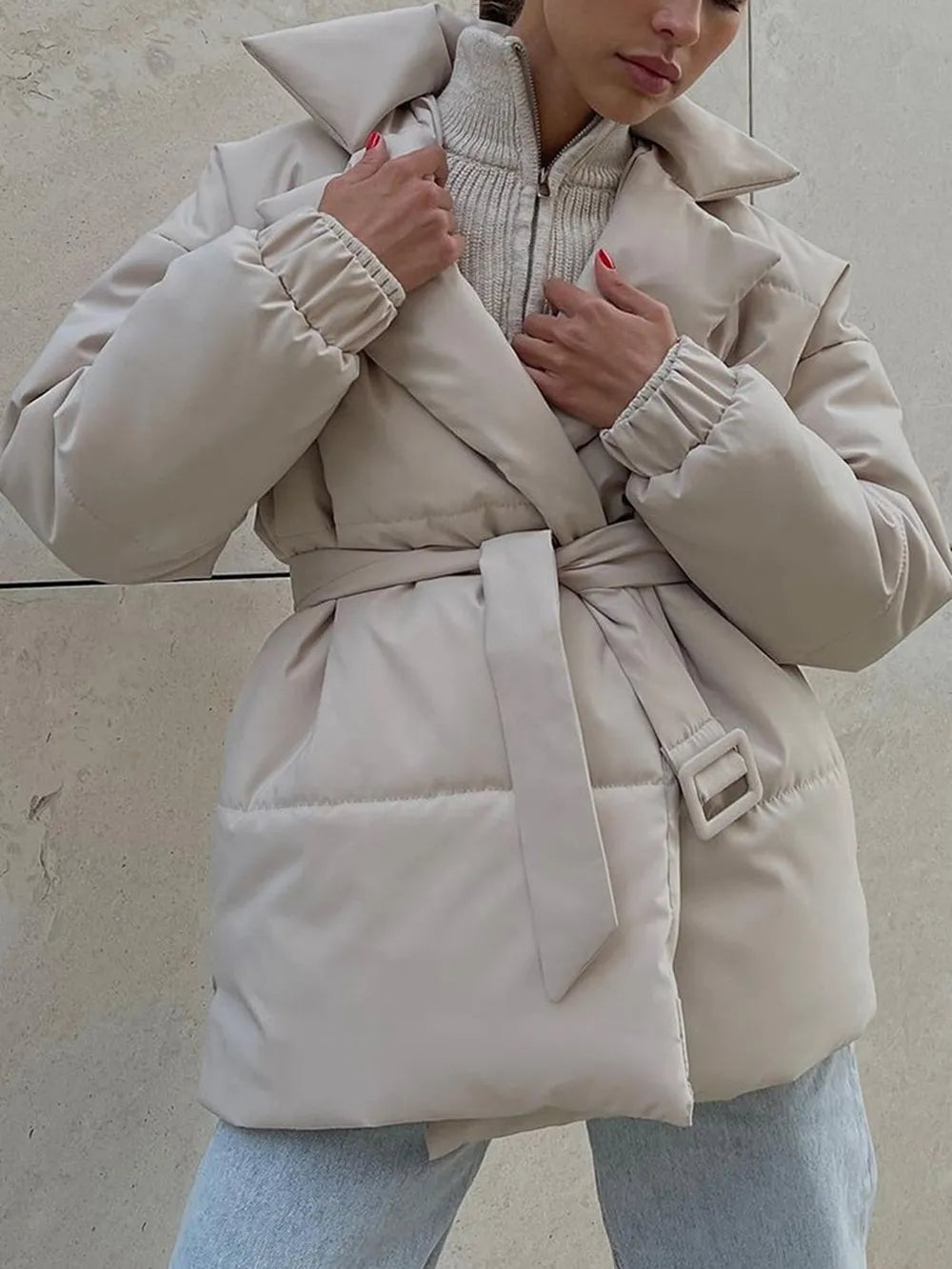 Veluna™ Belted Puffer Coat