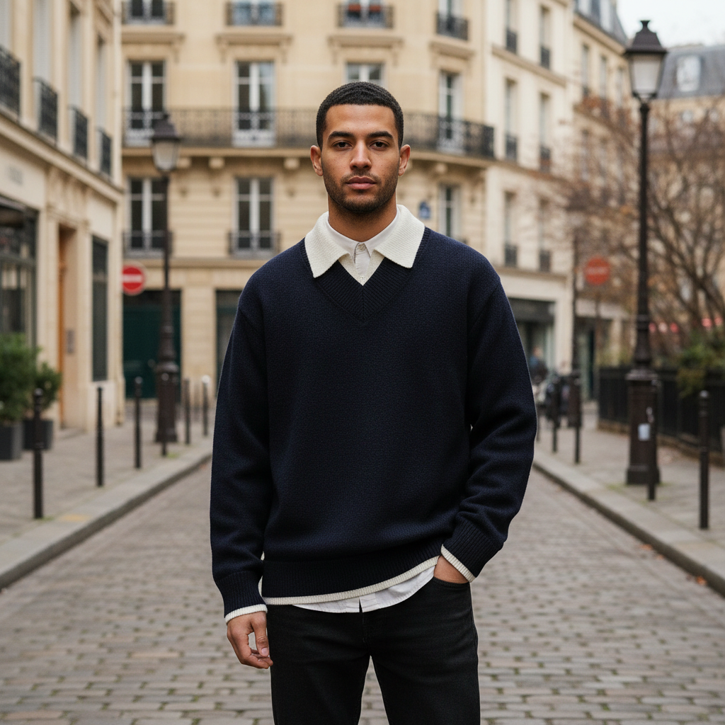 Davor Men’s Mock-Layer Sweater