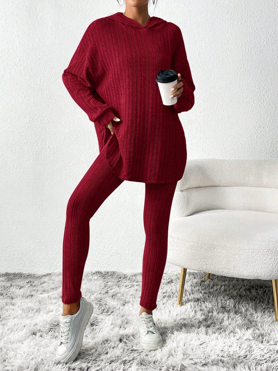 Luness™ Hooded Ribbed Casual Set