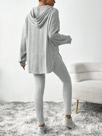 Luness™ Hooded Ribbed Casual Set