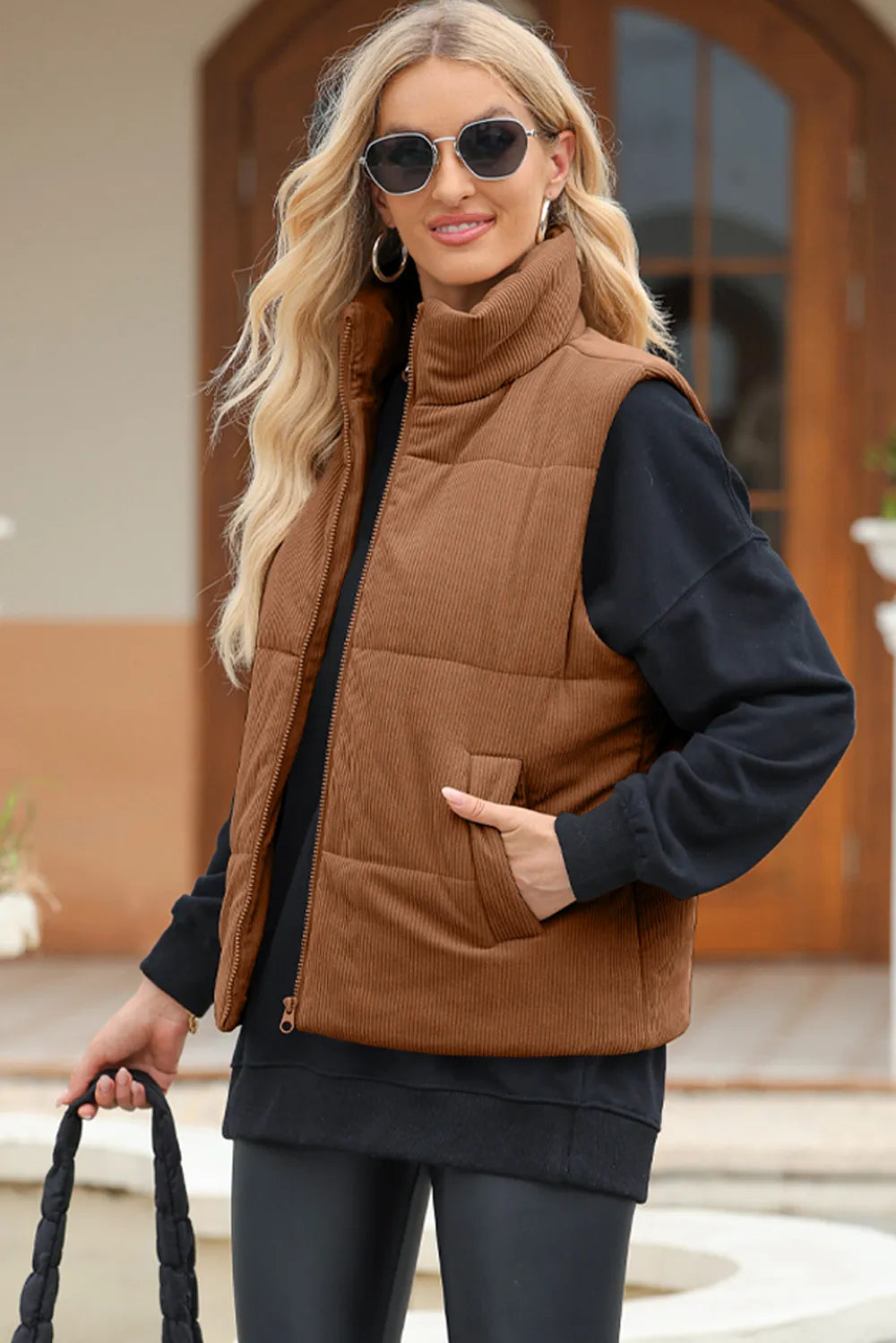 Arlisse Zip-Neck Vest Coat
