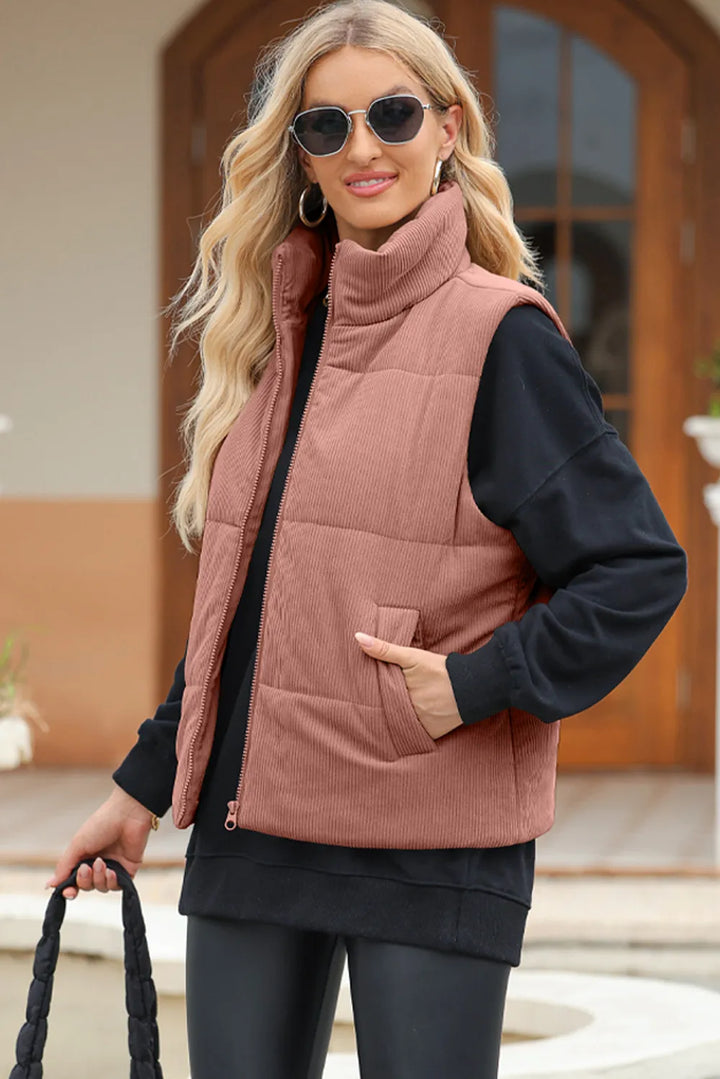 Arlisse Zip-Neck Vest Coat