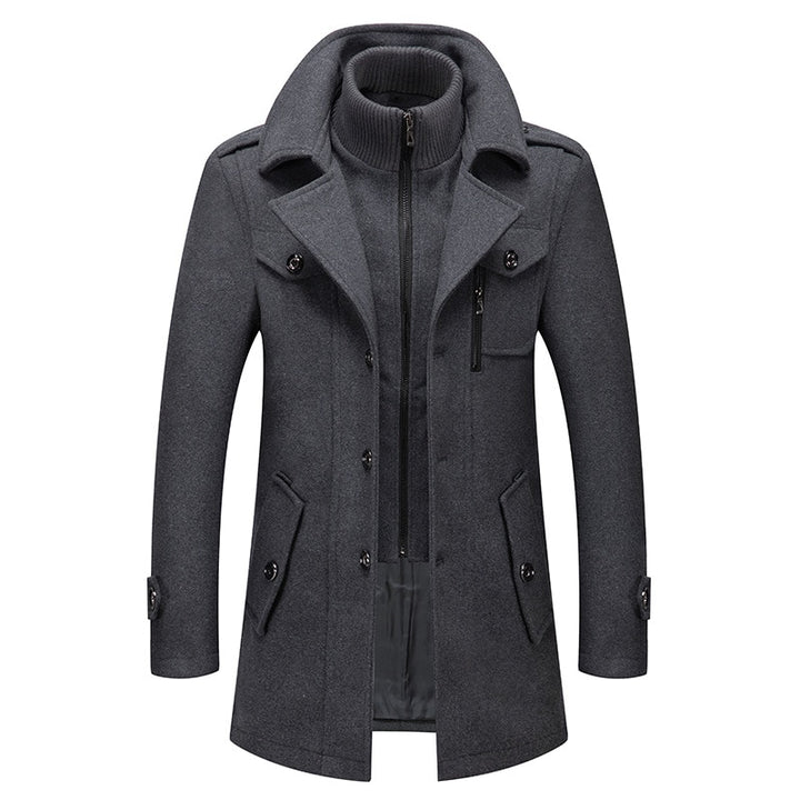 Aurin Men’s Double-Collar Wool Coat