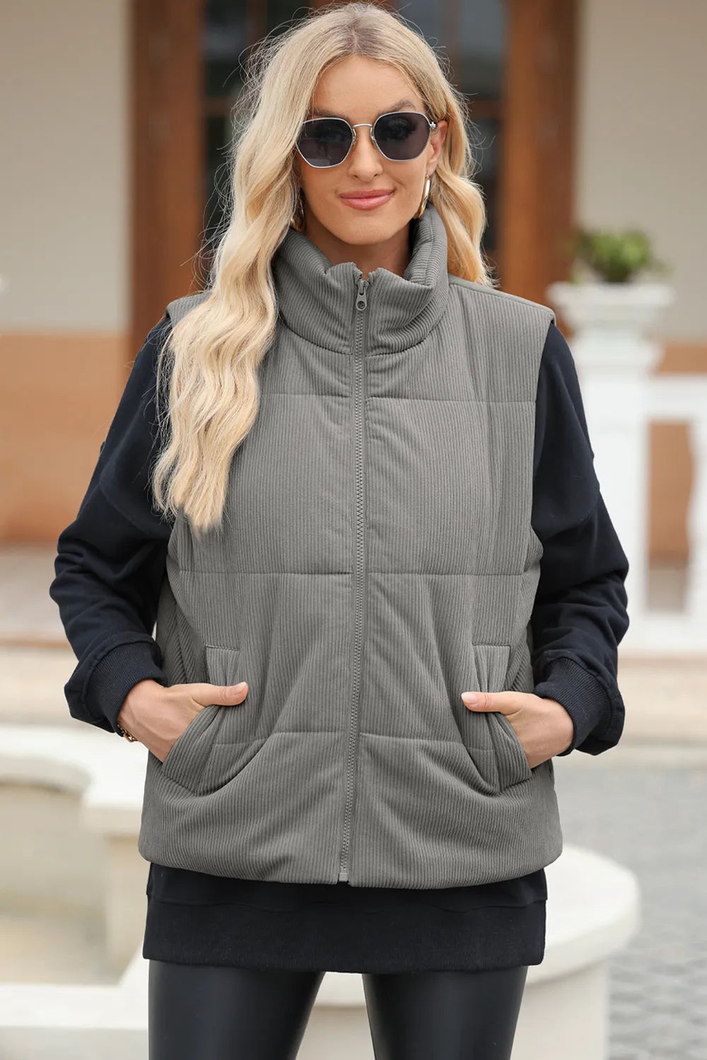 Arlisse Zip-Neck Vest Coat