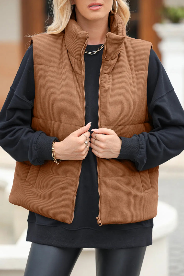 Arlisse Zip-Neck Vest Coat