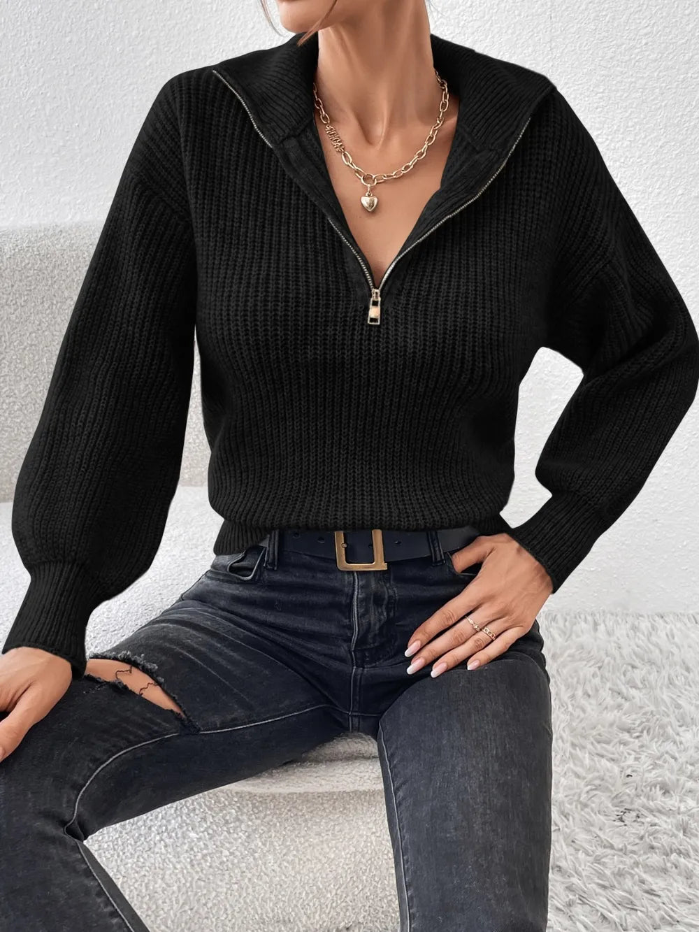 Mirella Half-Zip Relaxed Sweater
