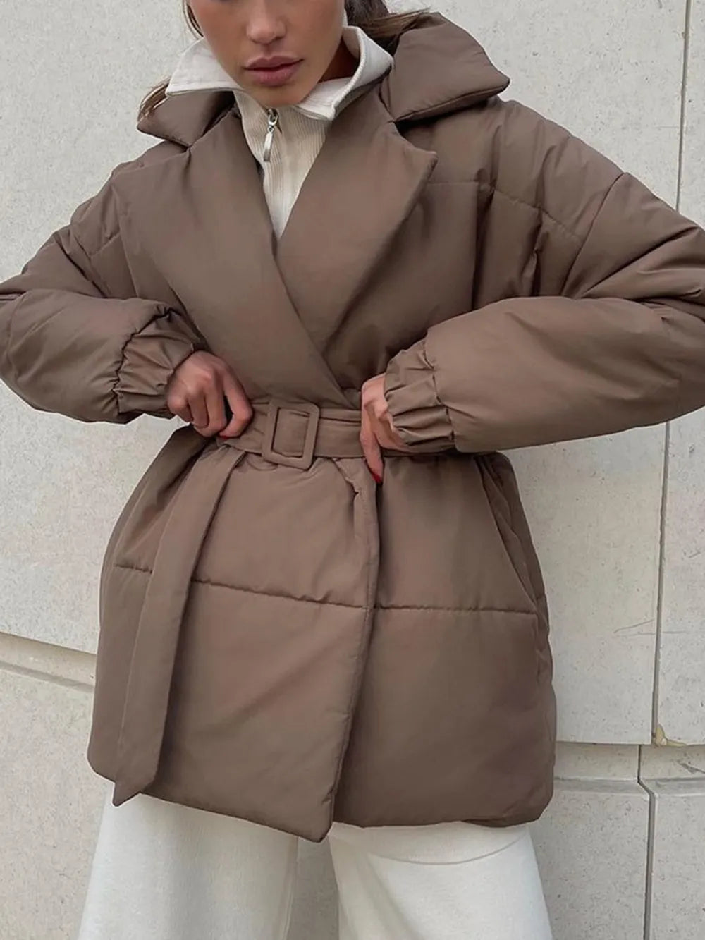 Veluna™ Belted Puffer Coat