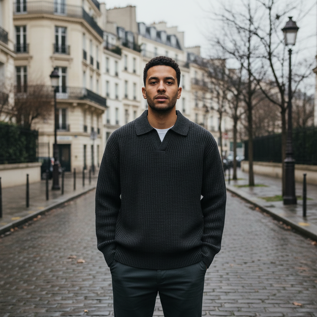 Man standing on a street in an urban setting