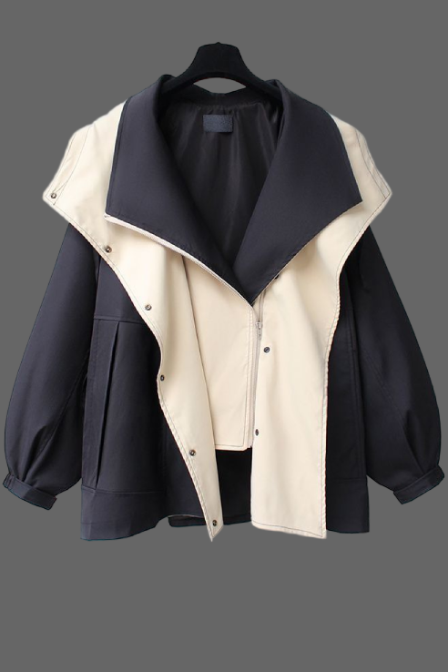 Black and beige jacket on a white background