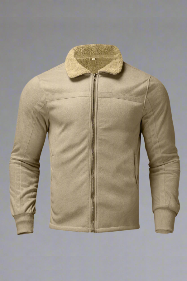 Varrow™ Beige Wool Zip Collar Jacket