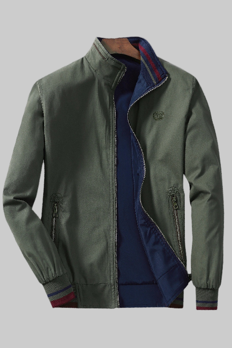 Green jacket with a blue lining on a white background