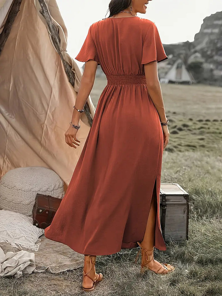 Solvienne – Robe Longue à Manches Volantes