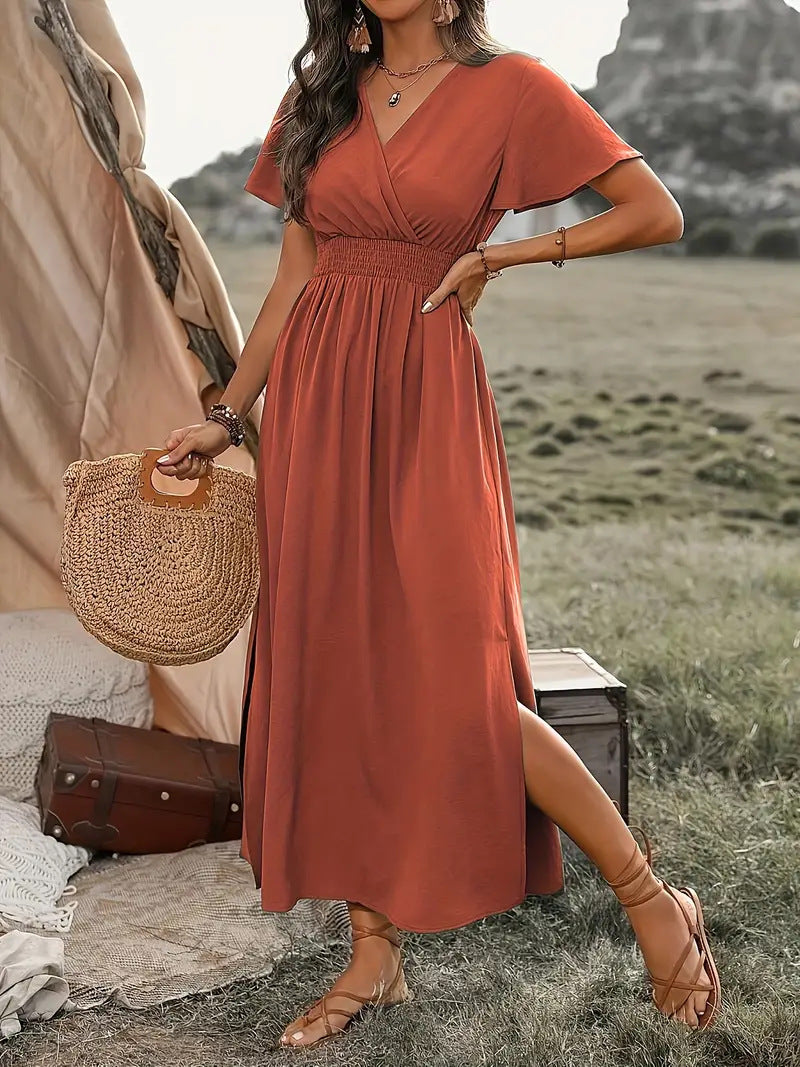 Solvienne – Robe Longue à Manches Volantes