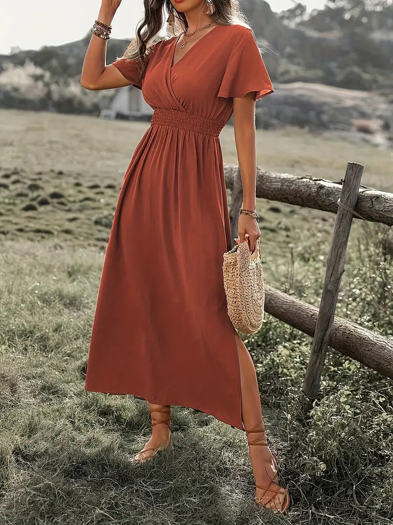 Solvienne – Robe Longue à Manches Volantes