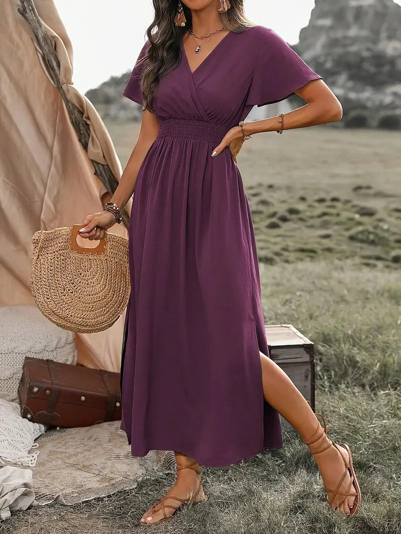 Solvienne – Robe Longue à Manches Volantes